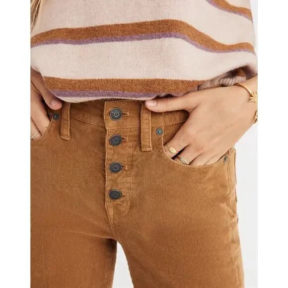 Madewell Cali Demi-Boot Jeans: Corduroy Edition Size 24 in Burnished Cedar - Picture 2 of 14